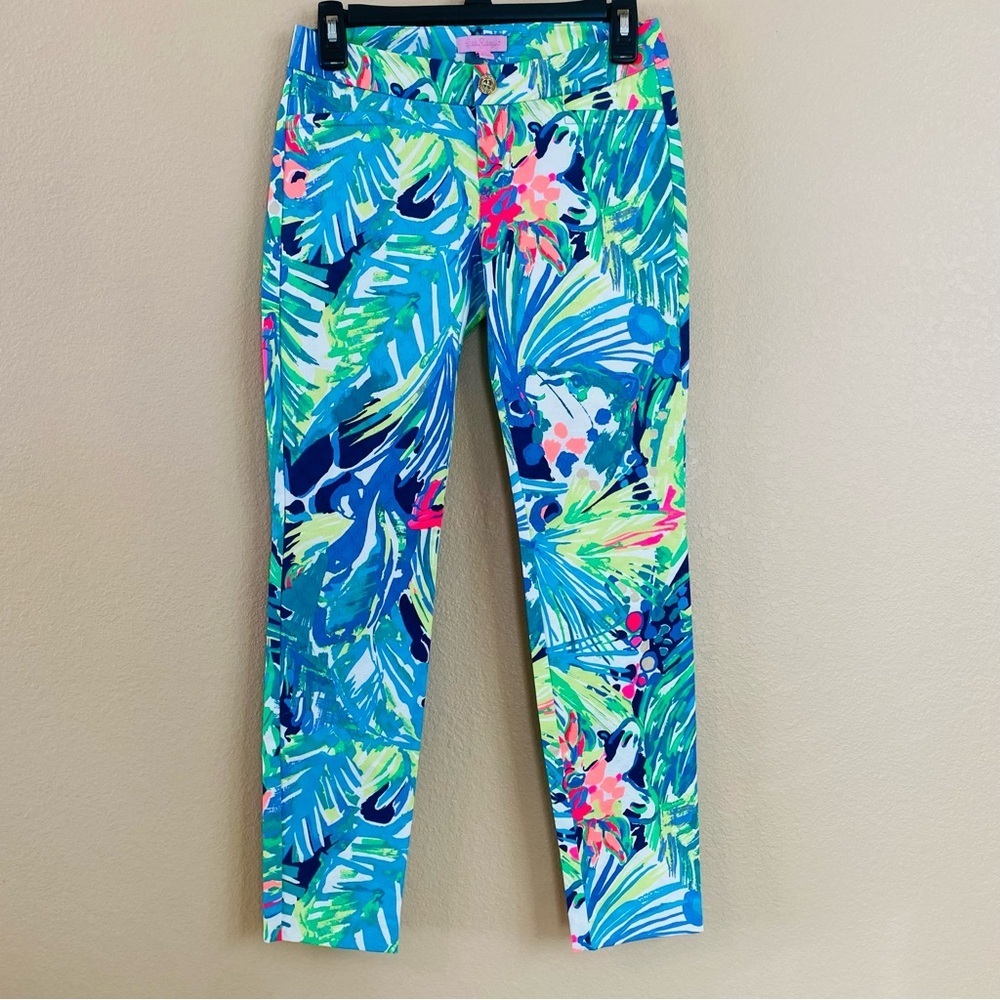 Lilly Pulitzer Womens Size 00 Serene Blue Tippy Top‎ Kelly Skinny Ankle Pant
